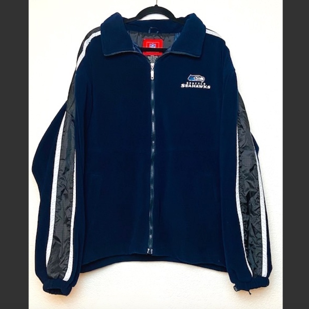 NFL Seattle Seahawks Blu Flannel Zip Up Jacket XXL